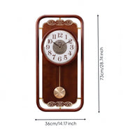 Wooden Pendulum Wall Clock Solid Wood Chinese Vintage Wall Clock