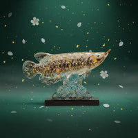 Gold Foil Dragon Marine Creature Figurine Wealth Symbol Crystal Arowana Statue
