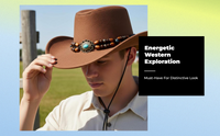 Cowboy Hat, Western Sun Hat, Wide Brim Fedora for Travel