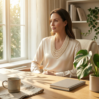 Layered Pearl Necklace Cultured Layered Necklace Stacked for Women
