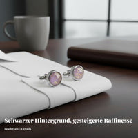 2 Pieces Violet Crystal Glass Cufflinks Elegant Design Round Gold Foil Cufflinks