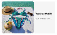 4 Pieces Adjustable Fit Layered Halter Bikini Set Comfortable Wear DIY Mix and Match Swimsuit for Young Adults, Summer, Swimming, Sunbathing