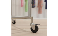 On Wheels Mobile Garment Rack Adjustable Height Rolling Clothes Rack Stainless Steel Single Clothing Stand Heavy Duty for Retail Shop, Boutique, Bedroom, Laundry Room