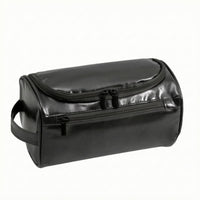 Barrel Toiletry Bag PU Leather Cosmetic Bag Side Carry Handles