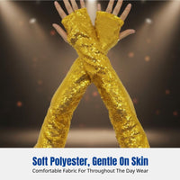 Fingerless Beaded Long Gloves, Reflective, Polyester, Halloween, Cosplay, Stage, Nightclub Party Wear