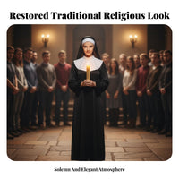 Nun ensemblefit Set Full-Length Robe Cosplay ensemblefit Lightweight for Stage Performances