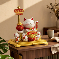 Gift-Box Fortune Cat Figurine Glossy Fortune Cat Figurine Luck and Wealth Charm