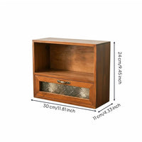 Wood Desktop Organizer Multi-Purpose Wooden Storage Cabinet Glass Door Panels