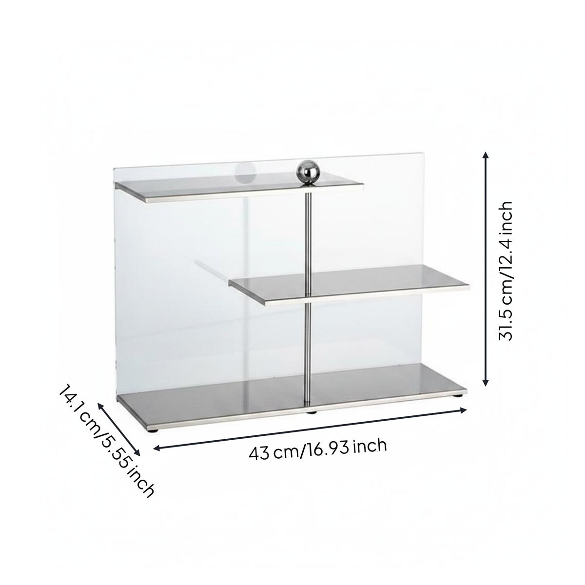 Staggered Shelf Rack Stainless Steel Desktop Storage Rack Acrylic for Countertop