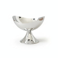 Fluted Pedestal Tray Silver Crescent-Shaped Tray Stable Base