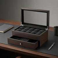 Watch Organizer Box Double Layer Wood Watch Box Drawer Storage