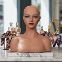 Mannequin Head Realistic Look Hairpiece Display Head Photography Prop Female Bust Form for Salon Owners, Photo Studio, Shop Window, Beauty Store
