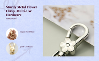 Coral Flower Snap Hook, Metal Connector, Purse Strap Mount Hook, DIY Bag Accessories, Hanging Crafts, Replacement Clasp