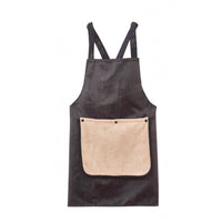 Crisscross-Back Apron Detachable Wipe Cloth Striped Apron Contrasting Trim