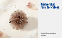Feather Flower Hair Clip, Peony Clasp, Elegant Updo, Luxury Design for Girls