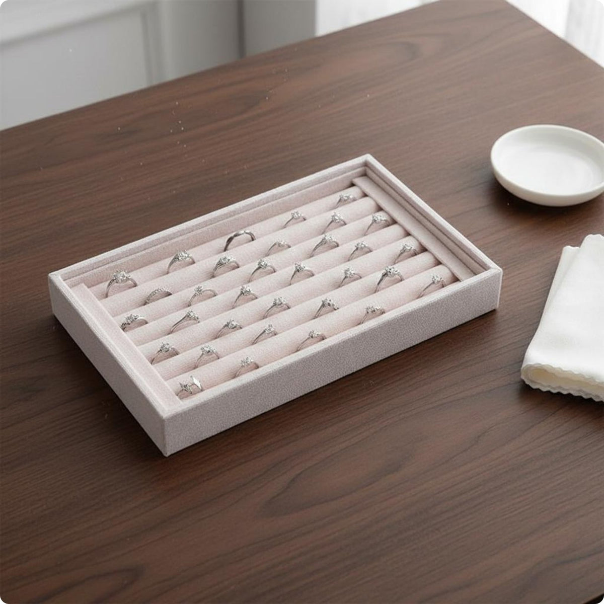 Band Display Stand Scratch Resistant Velvet Band Tray for Vanity Table