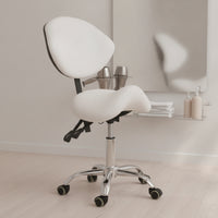 Height-Adjustable Saddle Chair Contoured Rolling Saddle Chair Padded Seat Seating Furniture