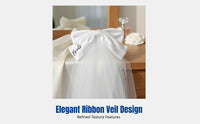 Bride Knot Veil, Creative Wedding Hair Accessory, Cream Ribbon, Bridal Decoration