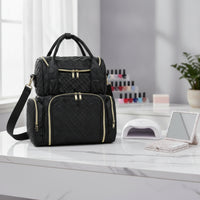 Makeup Bag with Handle Structured Cosmetic Organizer Bag for Salon, Travelers