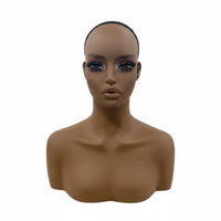 Manikin Head with Shoulders Stable Form Mannequin Display Bust Eyelashes Hat Display Bust for Commerce Show