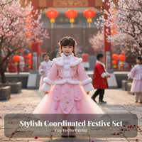 Girls Traditional Chinese Dress Set, Winter Thick Cheongsam, Padded Tang Suit, Warm Holiday Costume