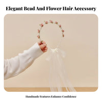 Girls' Princess Crystal Flower Headband, Mesh Ribbon, Floral, Sweet Handmade Design