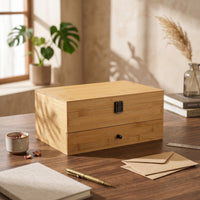 Two-Tier Jewelry Box Divided Compartments Storage Item Hinged Lid
