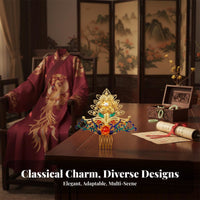 Traditional Chinese Attire Hair Accessory Handmade Traditional Chinese Hair Comb Gilded Floral Headpiece Artisanal Headdress