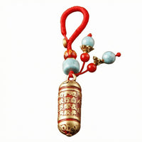 Lacquered Brass Charm Gold-Tone Cylindrical Charm Bead-Like