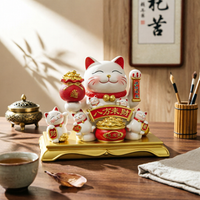 Gift-Box Fortune Cat Figurine Glossy Fortune Cat Figurine Luck and Wealth Charm