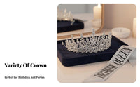 2 Pieces Birthday Queen Crown and Sash Sparkling Crystal S Birthday Crown and Sash Set Silver Princess Tiara Elegant Design