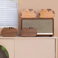 Cat Shaped Jewelry Box Portable Wooden Cat Trinket Box Closure Personal Organizer for Women, Girls, Travel
