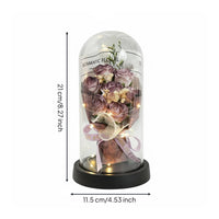 Preserved Bloom Glass Dome Long-Lasting Eternal Flower LED Lamp for Wife, Women
