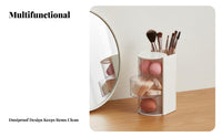 Large Capacity Rotating Makeup Organizer Space Saving Dust-Proof Makeup Sponge Case Multi-Functional for Women, Dorm Room, Bedroom, Dresser
