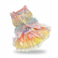 Rainbow Butterfly Pet Dress Pearl Embellished Summer Puppy Tutu for Photo Shoots