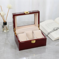 Watch Box with Window Solid Wood 3-Slot Watch Box Wooden for Dresser, Desk, Men