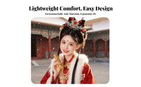 Classical Theater Headwear Intricate Features Chinese Design Hair Crown Red Decorative Puff Headpiece Handmade Ancient Tassel