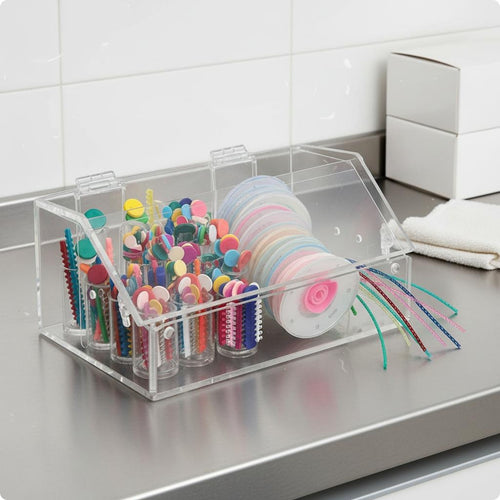 Acrylic Oral Storage Holder Hinged Lid Orthodontic Chain Box Clear