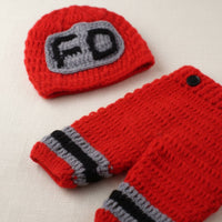 Newborn Firefighter Photo Prop Set Soft Yarn Crochet Firefighter Costume Adorable Design Infant Fireman Uniform Set for Newborns, Milestone Photos