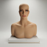 Mannequin Head with Shoulders Photography Prop Jewelry Display Manikin bust Elegant Hairpiece Display Head for Shop Window