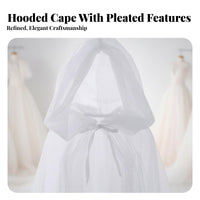 Tulle Cape with Train Multi-Layered Transparent Mesh Poncho Tie-Neck Closure