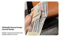 Korean Elegance Multi-Slot Card Case Stone Grain Texture Compact Card Holder Wallet Foldable for Girls, Travelers, Daily Use, Commuting