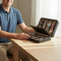 Watch Storage Case Portable Travel Watch Case Fastener Closure Slim Design for Travelers, Business Trips