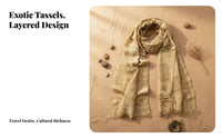 Tattered Desolate Wrap Tassel Scarf Distressed Look for Women, Adults