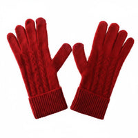 Cashmere Five-Finger Gloves Soft Texture All-Gender Warm Gloves Winter Accessory Ribbed Knit Extended Wrist Coverage