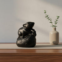Rats Wealth Sack Figurine Hand Carved Chinese Astrological Figurine Frosted Finish Small Animal Sculpture for Office