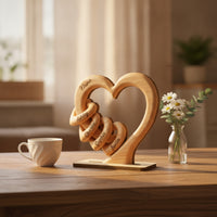 Wooden Heart with Base Freestanding Table Decor Eco-Friendly for Grandmothers