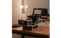 Makeup Box with Mirror Large Capacity Portable Beauty Suitcase Sturdy for Salon