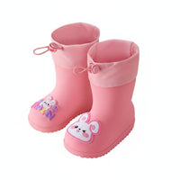 Children's Rain Boots Lightweight Kids' Rubber Boots Drawstring Top