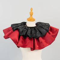 Black and Red Ruffle Collar Stage Wear Shiny Material Costume Collar Photo